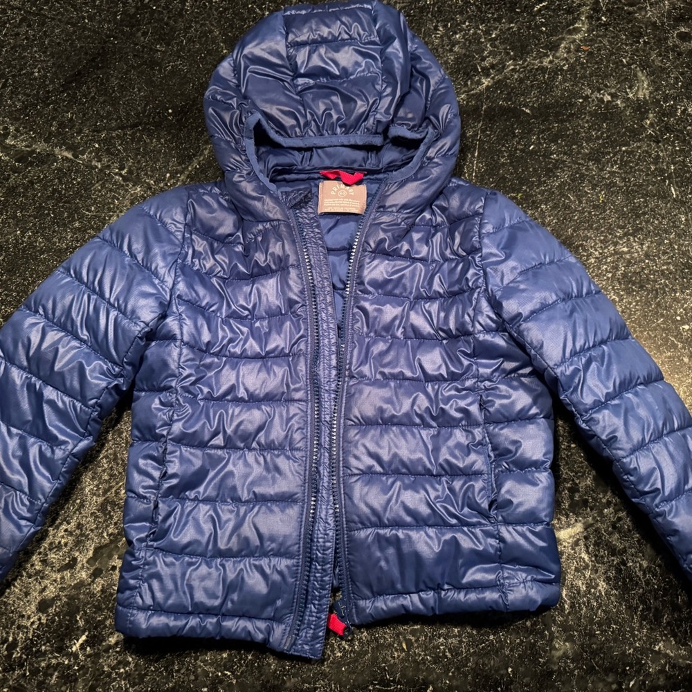 Primary Navy Blue Quilted Hooded Puffer Jacket - Kids